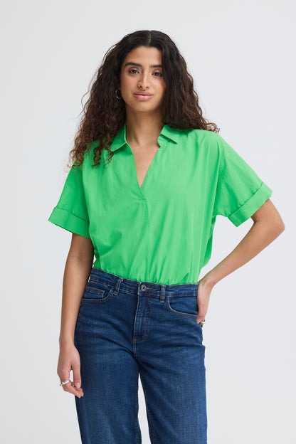 IC HMANA Shirt - m/elastik detalje i ryg - grøn