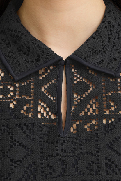 IC NAIMA Shirt m/smuk hulmønster - sort