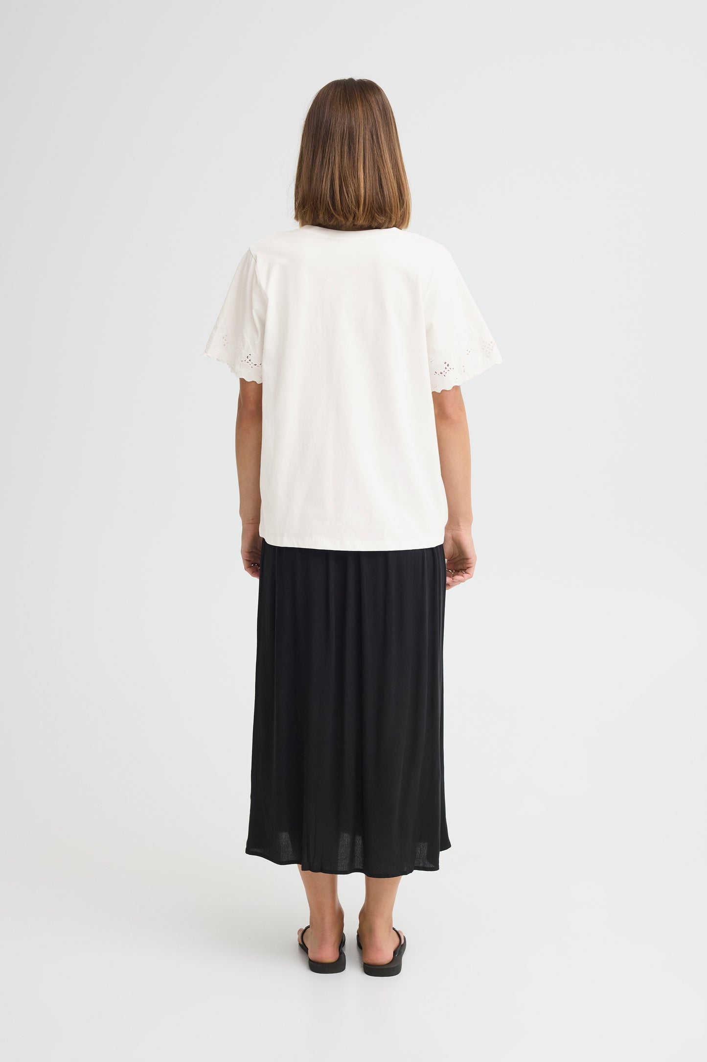 IC HIMMIE bluse m/smuk mønster på ærmer - hvid