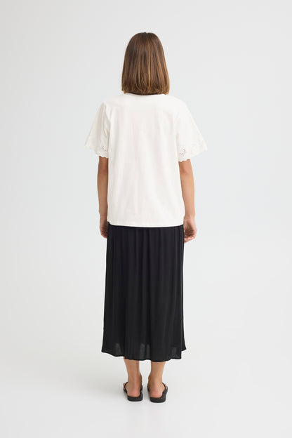 IC HIMMIE bluse m/smuk mønster på ærmer - hvid