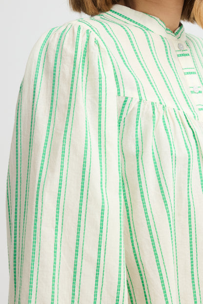 IC JOVIL Shirt - cream m/grønne striber