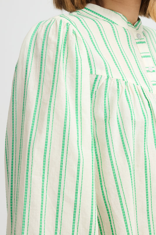 IC JOVIL Shirt - cream m/grønne striber