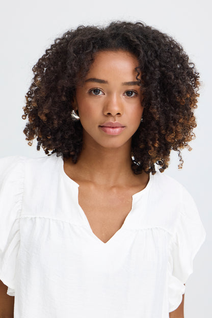 IC HETTA bluse top m/fine ærmer - hvid