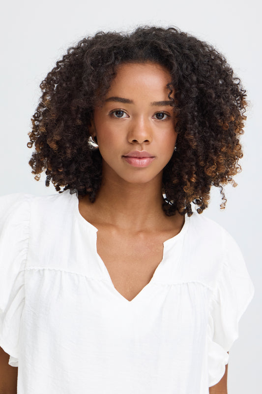 IC HETTA bluse top m/fine ærmer - hvid