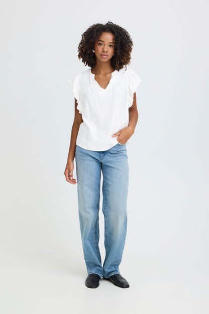 IC HETTA bluse top m/fine ærmer - hvid