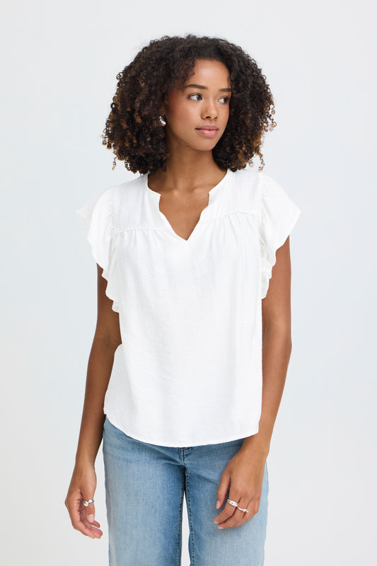 IC HETTA bluse top m/fine ærmer - hvid