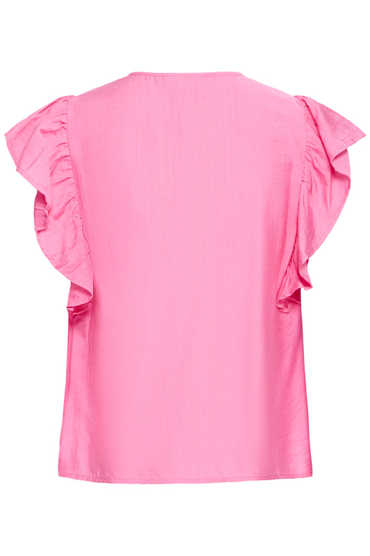 IC HETTA bluse top m/fine ærmer - pink