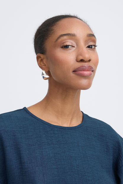 IC KATICO Shirt - m/snørreluk på ryg - navy melange