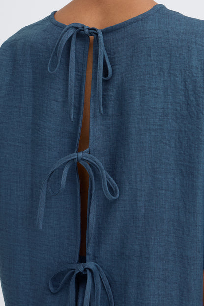 IC KATICO Shirt - m/snørreluk på ryg - navy melange