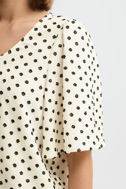 IC ZABBY bluse - hvid m/sort graphic