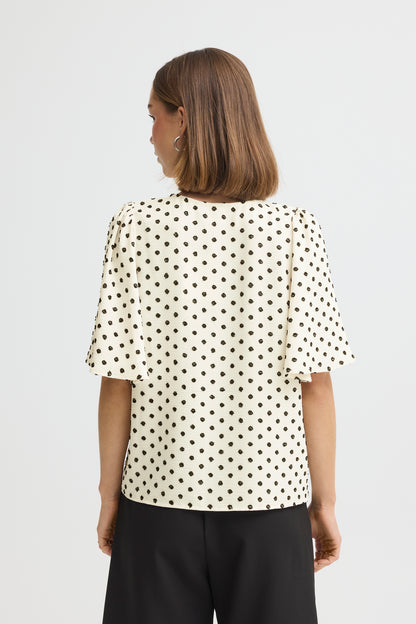 IC ZABBY bluse - hvid m/sort graphic