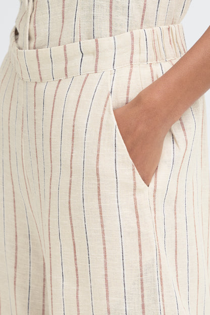 IC LINNO PA BARREL - Pants - hør - brown stripe