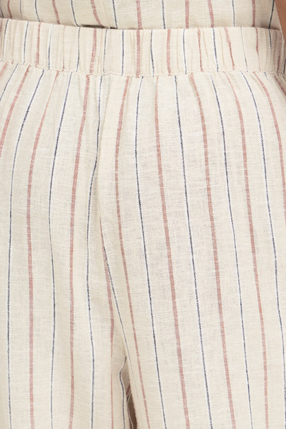 IC LINNO PA BARREL - Pants - hør - brown stripe