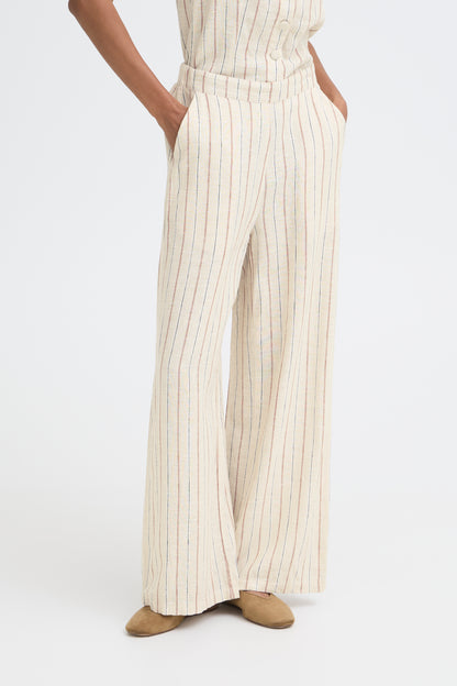 IC LINNO PA BARREL - Pants - hør - brown stripe