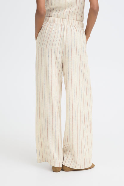IC LINNO PA BARREL - Pants - hør - brown stripe