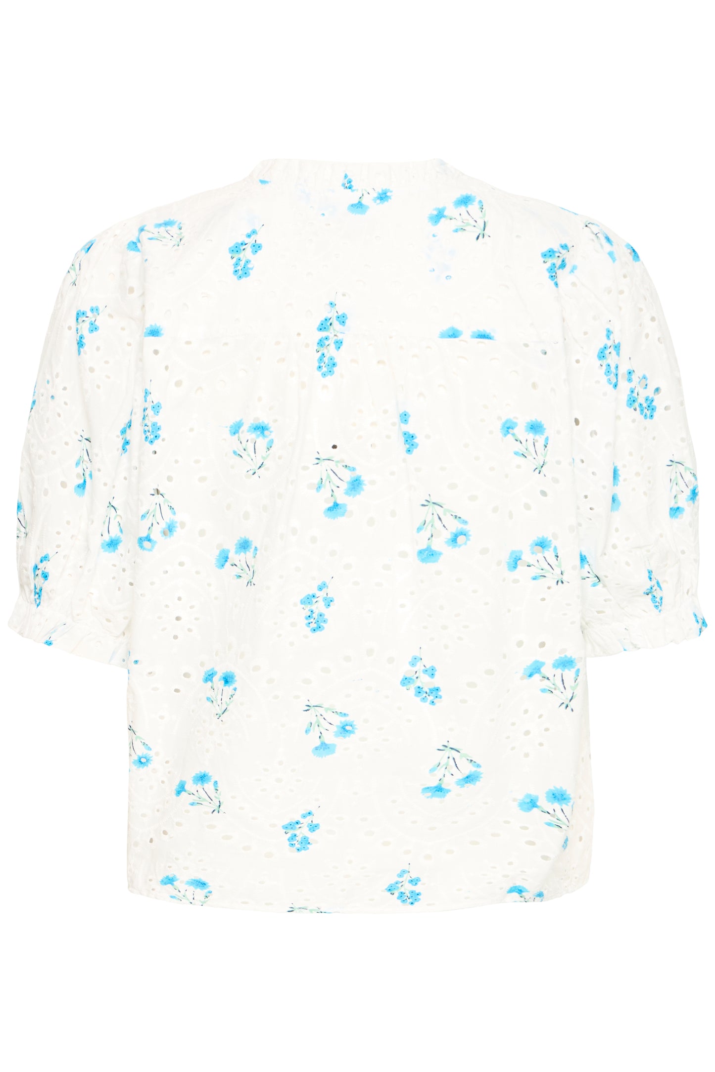 IC JUDITE bluse m/blåt mønster - hvid