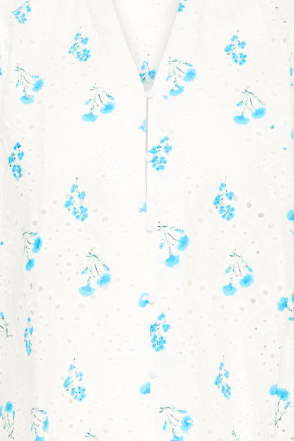 IC JUDITE bluse m/blåt mønster - hvid