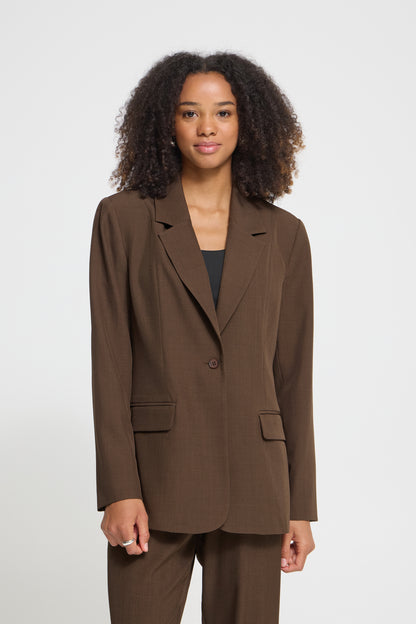 IC FAVA LONG BLAZER - brun