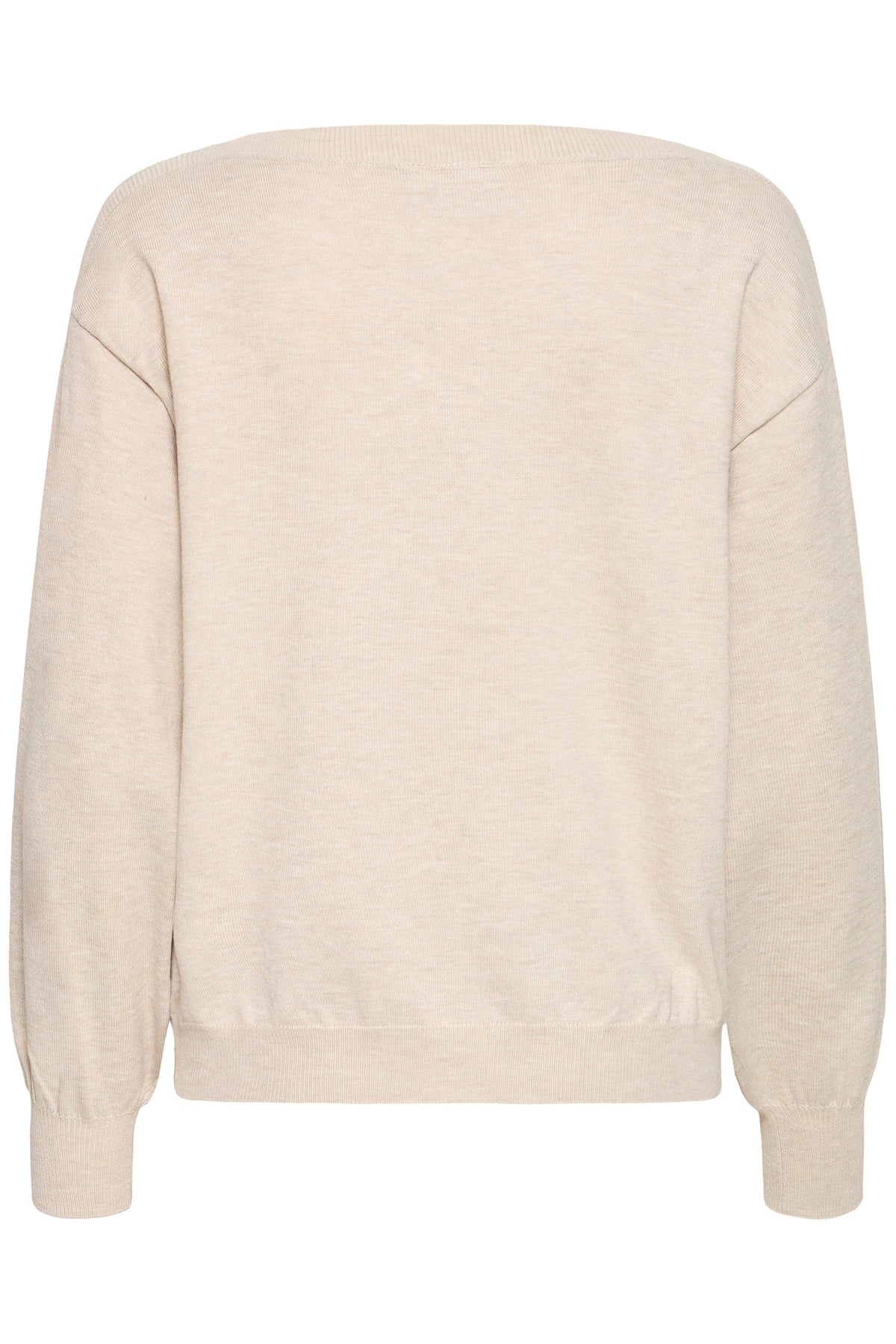 IC LULS BOAT NECK STRIK BLUSE - Oatmeal råhvid melange