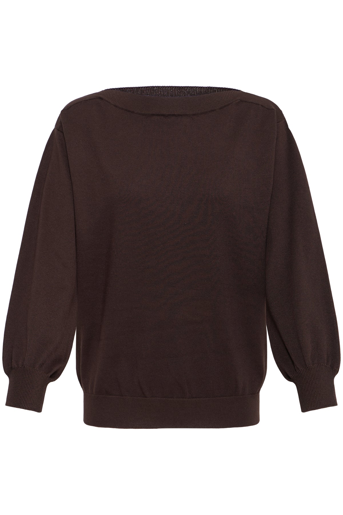 IC LULS BOAT NECK STRIK BLUSE - Chocolate