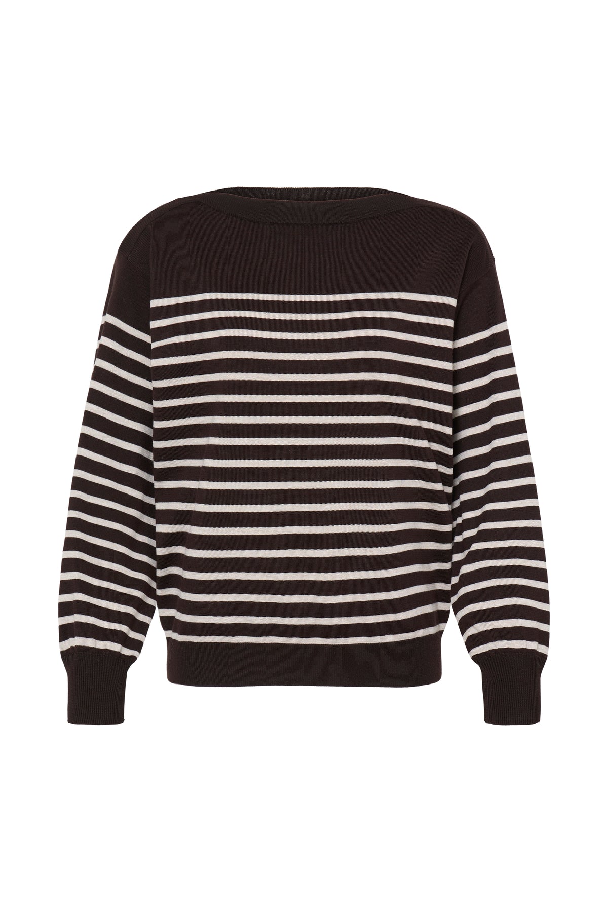 IC LULS BOAT NECK STRIK BLUSE - Chocolate strib