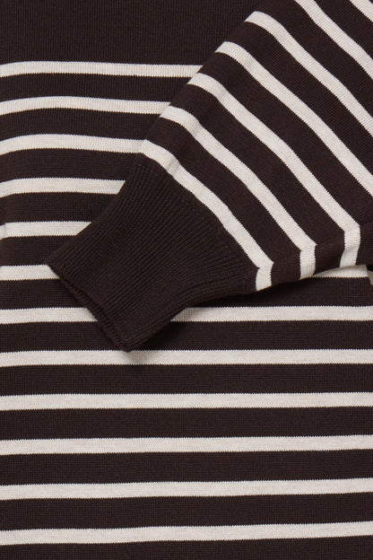 IC LULS BOAT NECK STRIK BLUSE - Chocolate strib