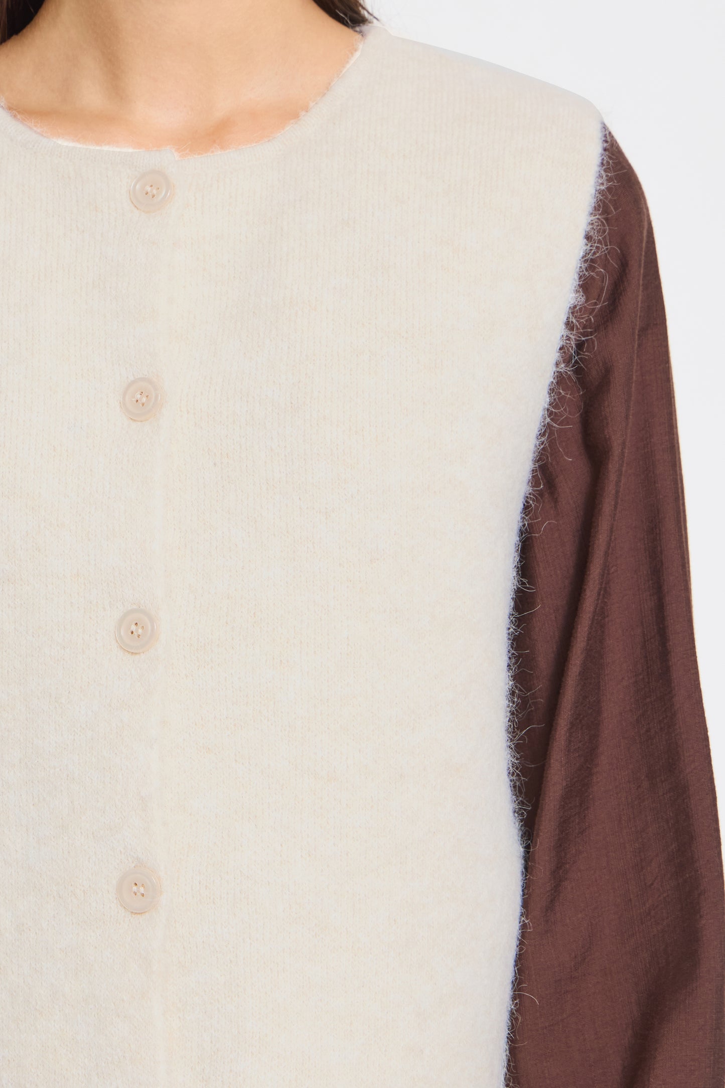 IC PANORA Strik vest - birch melange råhvid