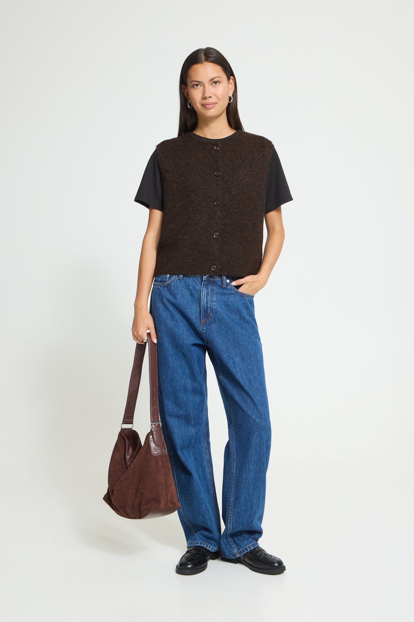 IC PANORA Strik vest - Coffee Bean brun