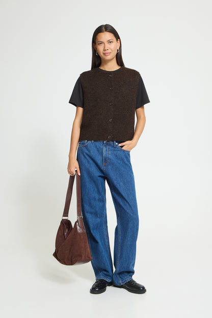 IC PANORA Strik vest - Coffee Bean brun