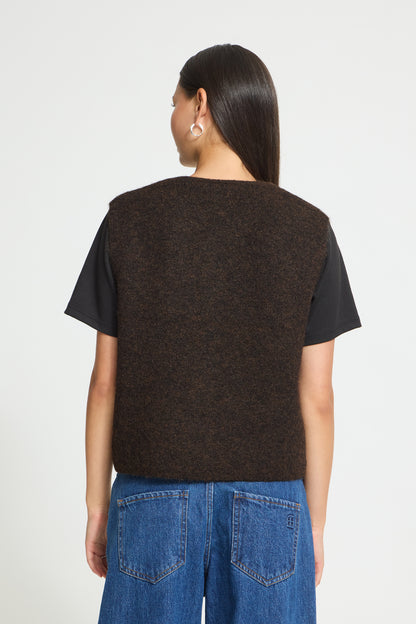 IC PANORA Strik vest - Coffee Bean brun