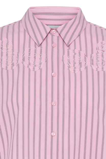 IC JOYA SHIRT - Pink/fudge strib