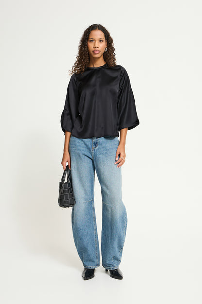 IC RUTH MS BLOUSE - BLACK M/SLIDS I ÆRME
