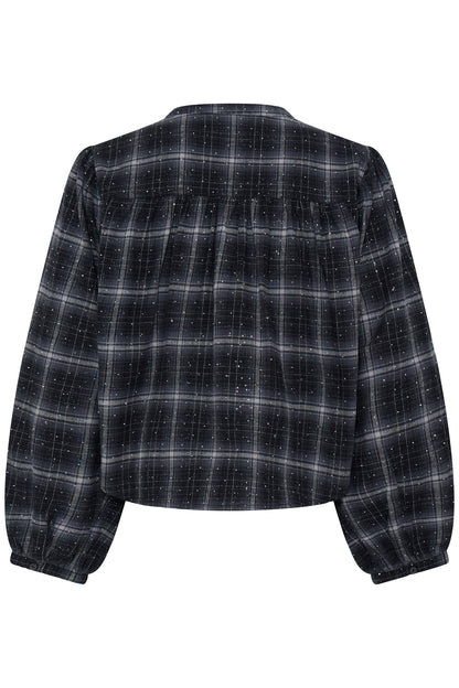 IC LALANA SHIRT - BLACK GREY M/SIMILI STEN