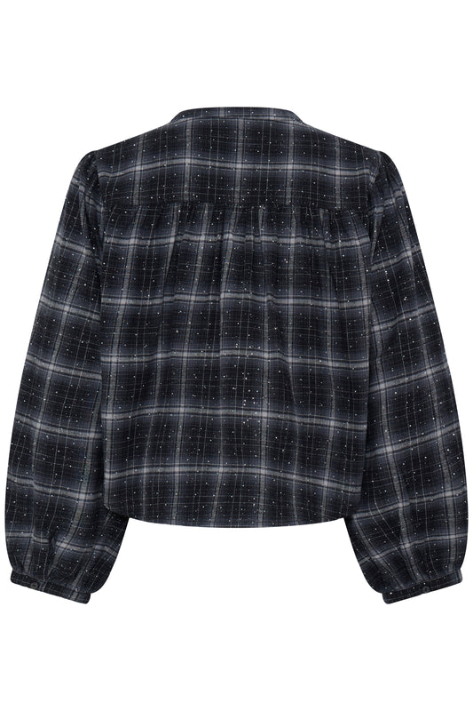 IC LALANA SHIRT - BLACK GREY M/SIMILI STEN
