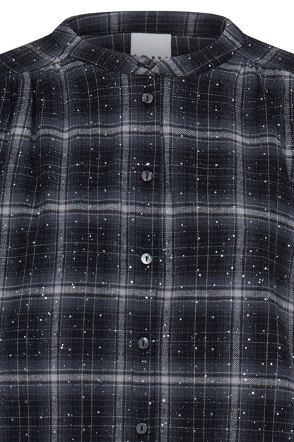 IC LALANA SHIRT - BLACK GREY M/SIMILI STEN