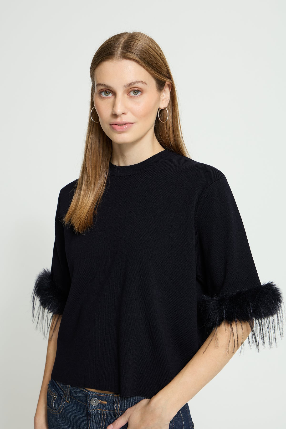 IC DALISE SS - STRIK BLUSE M/FRYNSER