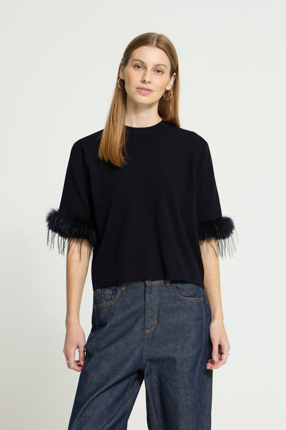 IC DALISE SS - STRIK BLUSE M/FRYNSER