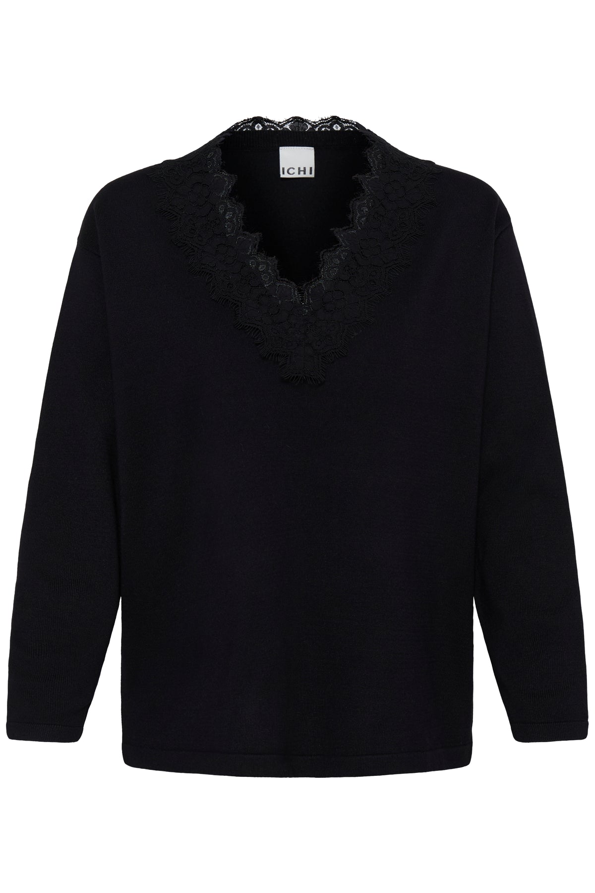 IC LULS LACE LONG SHIRT - BLACK