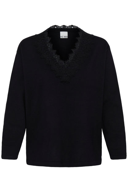 IC LULS LACE LONG SHIRT - BLACK