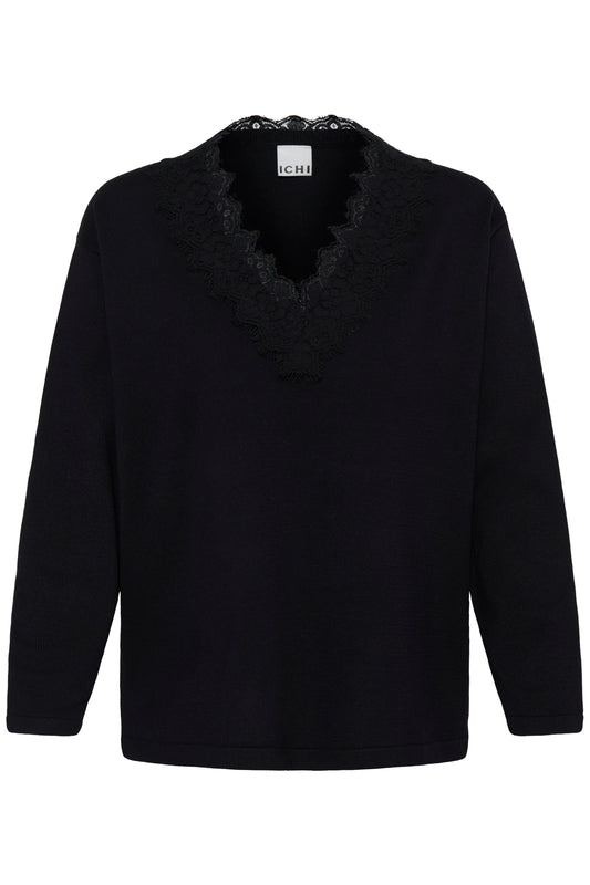 IC LULS LACE LONG SHIRT - BLACK