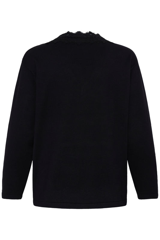 IC LULS LACE LONG SHIRT - BLACK
