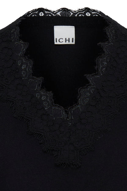 IC LULS LACE LONG SHIRT - BLACK