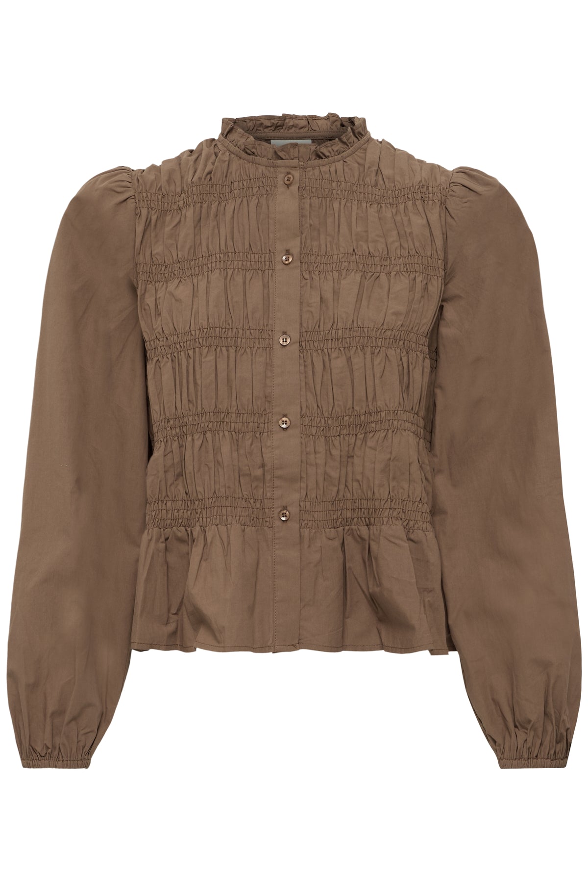 IC NOBIA LS SKJORTE BLUSE M/FINE DETALJER - CARAFE BRUN