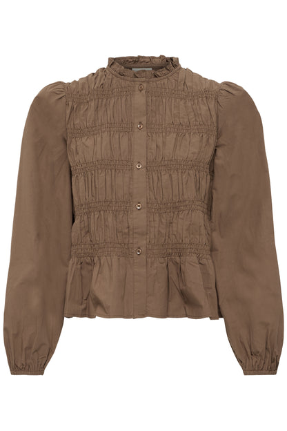 IC NOBIA LS SKJORTE BLUSE M/FINE DETALJER - CARAFE BRUN