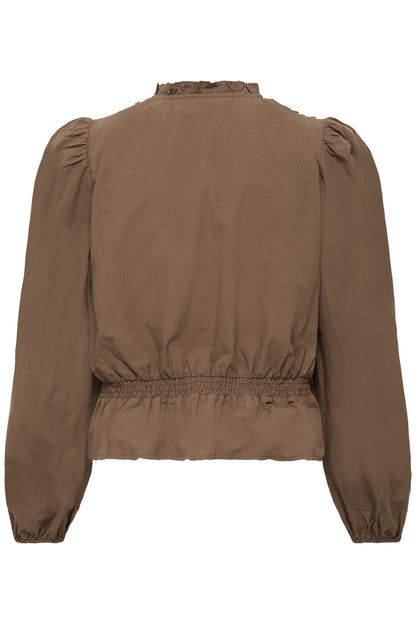 IC NOBIA LS SKJORTE BLUSE M/FINE DETALJER - CARAFE BRUN