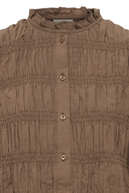 IC NOBIA LS SKJORTE BLUSE M/FINE DETALJER - CARAFE BRUN