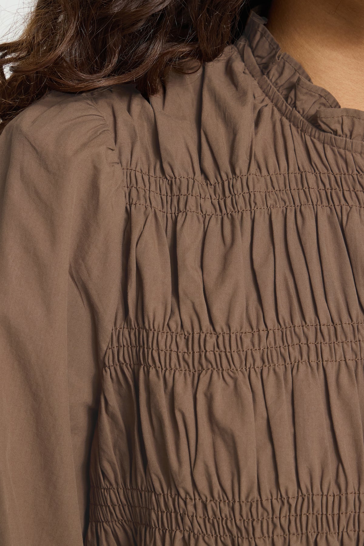 IC NOBIA LS SKJORTE BLUSE M/FINE DETALJER - CARAFE BRUN