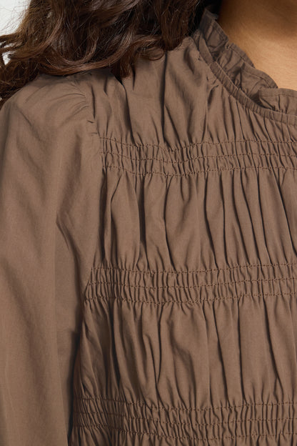 IC NOBIA LS SKJORTE BLUSE M/FINE DETALJER - CARAFE BRUN