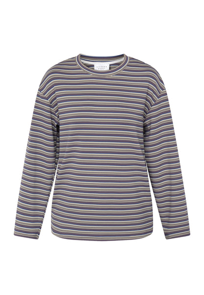 SP ESTHER-LS1 BLOUSE - berry/khaki stripes