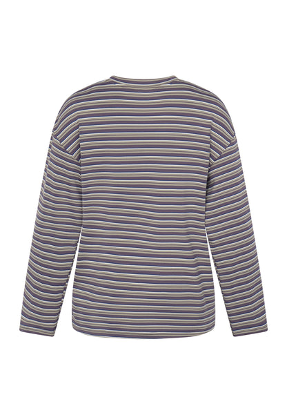 SP ESTHER-LS1 BLOUSE - berry/khaki stripes
